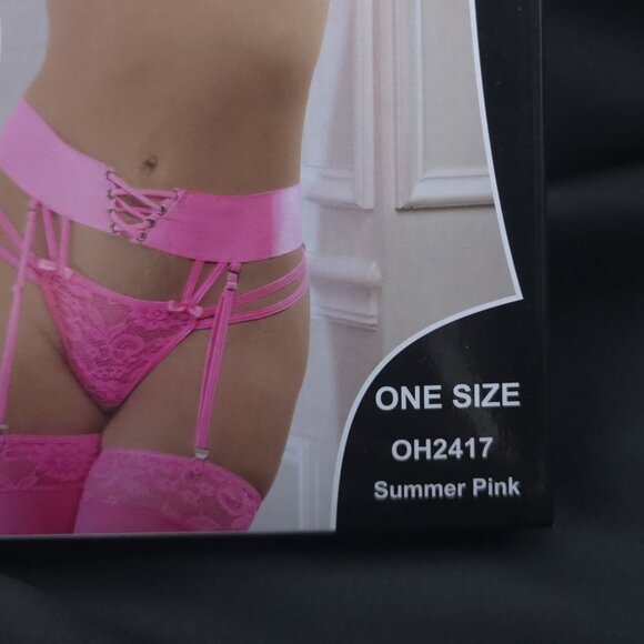 Cage Bustier Lingerie High Waist Garter Set Pink One Size G World - Picture 7 of 8